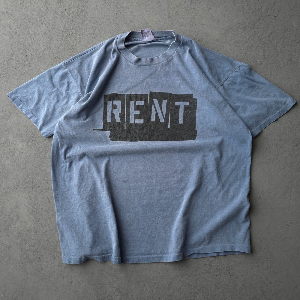 Vintage 90s Anvil RENT Broadway Musical Blue T-shirt XL Pigment Dyed